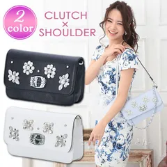 クラッチバッグ 結婚式 大きめ パーティーバッグ キャバ レディース ショルダー 2Way普段使い キラキラ ハンドバッグ 黒 白 ブラック ホワイト 二次会ブライダル披露宴謝恩会入学式卒業式演奏会発表会パーティお水系キャバ嬢可愛いおしゃれ★1