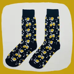 ビール ブラック クルーソックス #111