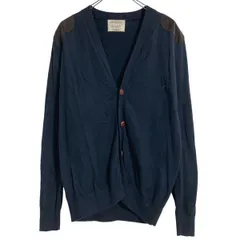 BURTON MENSWEAR ニット セーター カーディガン M ネイビー ブラウン Vネック 肘当て コーデュロイ 古着卸 アメリカ仕入 a609-6843