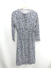 ◇ ⊂ URBAN RESEARCH DOORS アーバンリサーチ 花柄 長袖 ロング ワンピース サイズF ネイビー系 レディース E  【1410100031429】