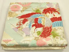 平和屋着物◎六通柄袋帯　唐織　松皮菱鳳凰花文　金銀糸　正絹　逸品　CAAU1302ft