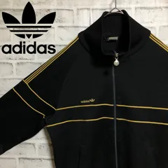 70s⭐️adidas トラックジャケット/ジャージ L 刺繍トレファイル🇩🇪TECHNO ブラック×ゴールド vintage