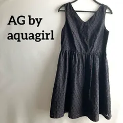 ag by aquagirl ネイビー紺ワンピースノースリーブM総柄高級感