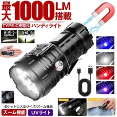 懐中電灯 充電式 小型 ブラックライト ハンディライト 作業灯 UVライト 紫外線ライト led ライト キャップライト ズーム COB クリップ 最強 ハンディ 磁石 マグネット アニサキス USB TYPE-C フラッシュライト  作業 防水