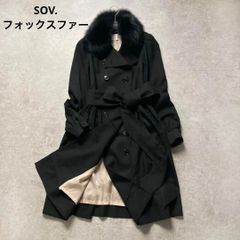 新品 高級 エムズセレクト ブルーフォックスファー付 ロングコート 黒 