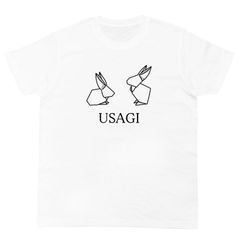 Tシャツ 半袖 カットソー トップス メンズ レディース ユニセックス usagi 兎 Rabbit 折り紙ウサギ ワンポイント かわいい S/S TEE ホワイト 白 USOR