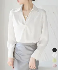 ツイストブラウス長袖ブラウスVネック上品