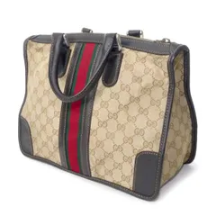 OLD Gucci スクエアシェリーミニボストンバッグ（茶・ジャガード）GB-1481C