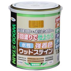 【在庫限り】アサヒペン 塗料 ペンキ 水性強着色ウッドステイン 1.6L パイン 水性 木部用 1回塗り 高い隠ぺい性 低臭 はっ水性 防カビ 防虫 防腐 防藻 日本製