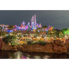 絵画風 壁紙ポスター (はがせるシール式) ディズニーシーの夜景 ディズニーリゾート キャラクロ DNS-003A2 (A2版 594mm×420mm) ＜日本製＞ ウォールステッカー ディズニー お風呂ポスター