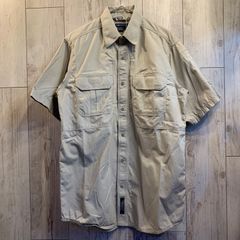 5.11 TACTICAL ミリタリーシャツ 半袖 ベージュ 肉厚生地 【メンズS】