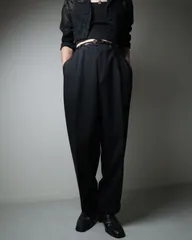 pin stripe 2tuck wide-straight slacks sumikuro 80s 90s ピン ストライプ柄 2タック ワイド ストレート スラックス ダブル仕上げ 墨黒 W37