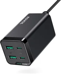 PD 充電器 65W KOVOL 4-IN-1 type-c 充電器 GaN III技術 usb-c充電器 2USB-C 2USB-A PD3.0/QC3.0/PPS対応 PSE認証済み 安全保護機能 自動的に電流配分 急速充電器