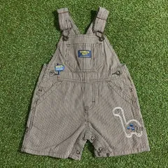 キッズ古着 70cm相当 OSHKOSH オシュコシュ　刺繍ロゴ ストライプオーバーオール　70