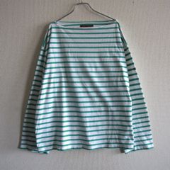【美品】OUTIL【バスクシャツ】2 ボーダー カットソー ウティ グリーン  25070247