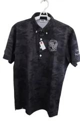 【美品】FILA GOLF(フィラゴルフ) ポロシャツ 黒総柄 メンズ L ゴルフ用品 2504-0526 中古