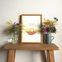 「ミモザの花かご」A4ポスター（文字入り／なし）