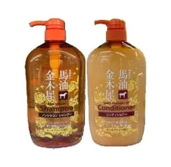 【セット販売】熊野油脂株式会社 大容量 金木犀 馬油 ノンシリコンシャンプー & コンディショナーセット 各1000ml のサムネイル