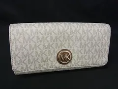 MICHAEL KORS マイケルコース MK柄 PVC 二つ折り 長財布 ウォレット 札入れ 小銭入れ レディース アイボリー系 DG4966