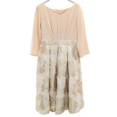 Diagram ダイアグラム 日本製 7分袖 膝丈ワンピース 36 ベージュ レディース 古着