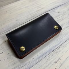 【トラッカーウォレット ロング】2層 ブラック 北米 茶芯 ゴールド universal