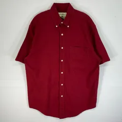 古着 00’s/00年代 エディー・バウアー Eddie Bauer 半袖シャツ 肉厚 胸ポケット ボタンダウン S  レッド系 無地 メンズ