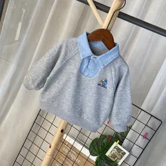 重ね着風スウェット 重ね着風 スウェット デニムシャツ 韓国服 韓国子供服のサムネイル