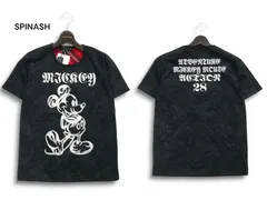 【新品 未使用】 SPINASH × Disney スピナッシュ ディズニー ミッキー★ 総柄 半袖 カットソー Tシャツ Sz.M メンズ 黒