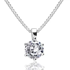 【在庫処分】A neige ネックレス レディース メンズ 人気 スワロフスキー ジルコニア採用 一粒 1カラット 6mm シルバー925 ベネチアンチェーン 50cm フリーアジャスター 金属アレルギー対応