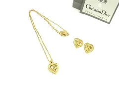 ■極美品■ ChristianDior クリスチャンディオール クリップ式 イヤリング ネックレス アクセサリー 2点セット ゴールド系 FP4501