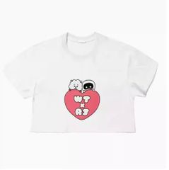 BTS JIN ジン ウットくん Wootteo×RJ Tシャツ ホワイト ミニ丈