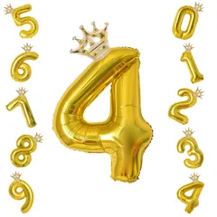 【人気商品】Ryohan 誕生日 数字バルーン 32インチ 数字 王冠 セット 0-9 大きい 風船 バースデー パーティー デコレーション セット 飾り風船 パーティー お祝い 結婚式 記念日 お祝い 誕生日 飾り付け 子供 大人兼用 ゴールド4