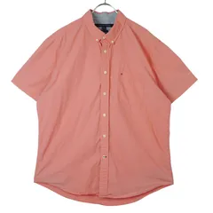トミーヒルフィガーTommy Hilfiger半袖シャツボタンダウンコットンclassicfitクラッシックフィットピンク胸ポケットロゴ刺繍ワンポイントvintageヴィンテージ40126