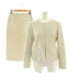 セオリーリュクス theory luxe INLAY TWEED スーツ セットアップ ノーカラージャケット タイトスカート 36 オフホワイト /DF ■OSのサムネイル