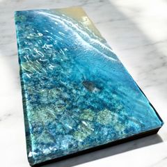 <レジン厚盛り傾斜ボード>  超立体  沖縄の海 レジンアートボード　美ら海　オーシャンアート　N013