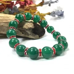 パワーストーン　ブレスレット　緑瑪瑙　12mm 天然石ブレス （レッド）メンズ・レディース　男性・女性　数珠ブレス　開運 [24]