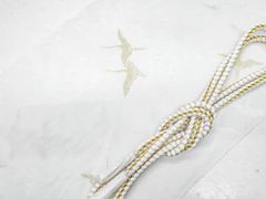 【京松】リサイクル着物 和装小物 帯締め帯揚げセット 礼装用 丸組 金糸 丹後ちりめん 鶴 帯締 帯揚 kyo7w07-766