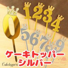 ケーキトッパー 数字 ナンバー【シルバー0～9】10本セット tools271
