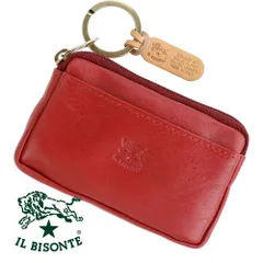 イルビゾンテ コインケース 小銭入れ IL BISONTE WALLET Coin Purce SCP017 PV0005 RE155B ROSSO ルビーレッド ファスナー コイン イヤホン カード レザー 本革