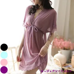 ベビードール セクシー リボン レース シースルー インナー 下着 Tバック付き ナイトウエア レディースインナー ランジェリー セクシーランジェリー 4カラー ブラック ブルー ピンク パープル ヴァイオレット 黒 青 水色 桃色 紫 メッシュ