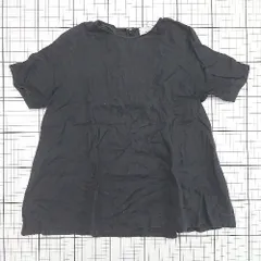 ◇ ⊂ ユナイテッドアローズ リネン100％ 半袖 プルオーバーカットソー サイズ表記なし ブラック系 レディース E  【1508060026958】