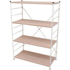 【在庫処分】ホワイト アンティーク 幅85.5×奥行41.5×高さ123.5cm 4段 ウッドシェルフ MWS-12844(AIV/SWH) 山善(YAMAZEN)