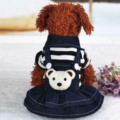 犬服　サロペット風ボーダー襟付き　スカートタイプ　ブラック サイズL/XL