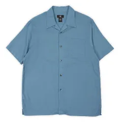 カルバン・クライン Calvin Klein 00s 2000年代 オープンカラーシャツ 開襟 無地 旧タグ ボックス ハンドステッチ USA ヴィンテージ アメリカ 古着 メンズ シャツ ブルー 青 L【中古】