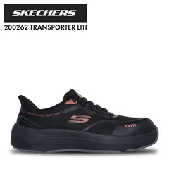 【12時まで即日発送】安全靴 作業靴 スケッチャーズ 200262 トランスポーター ライト - ベン ハンズフリースリップインズ 25cm～28cm ブラック/レッド 先芯入り メンズ SKECHERS ワークシューズ セーフティーシューズ