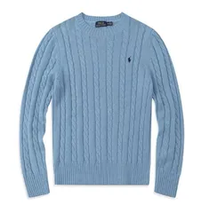 [POLO RALPH LAUREN] (ポロ ラルフローレン) メンズ コットン ケーブルニット クルーネックセーター ワンポイント [並行輸入品]