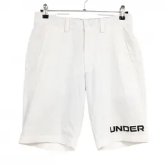 アンダーアーマー ハーフパンツ 白×黒 裾ロゴプリント メンズ LG/G/G ゴルフウェア UNDER ARMOUR