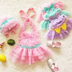 swim04 水着 ピンク 水色 紫 パープル ワンピース水着 80-120cm