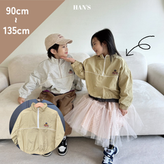 【新品未使用】【韓国子供服ブランド正規品】Han's　アウター　キッズ　ベビー　ライトアウター　ウインドブレーカー　ハーフジップ　ブルゾン　韓国子供服　マスタード