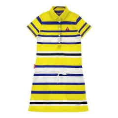 サイズ：M LE COQ GOLF ルコックゴルフ  半袖 ポロ ワンピース ボーダー柄 イエロー系 [240101382481] ゴルフウェア レディース ストスト